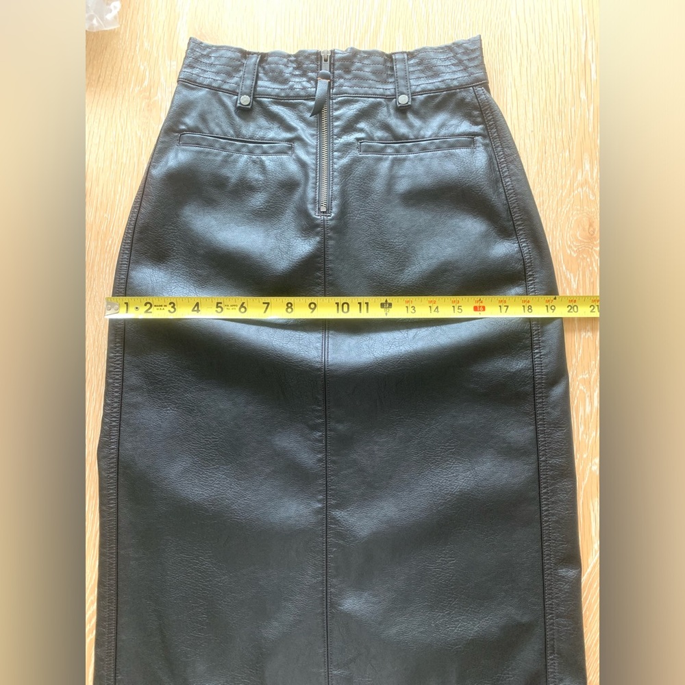 NWOT Anthropologie Pilcro Faux Leather Moto Midi Skirt 2 Pencil Vegan Punk Black - Picture 12 of 16